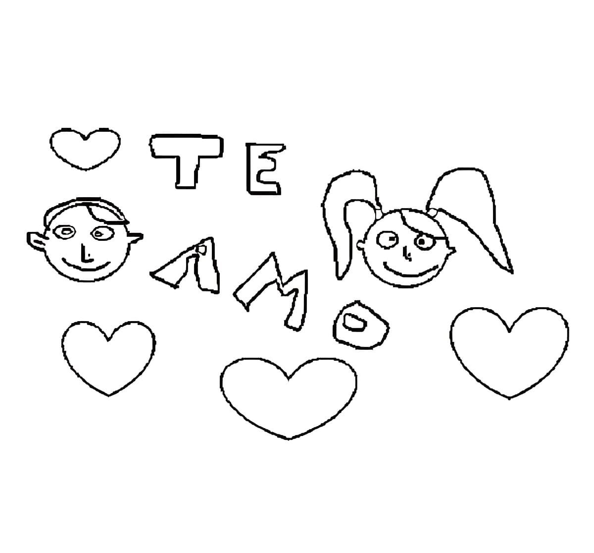 Desenho deEu Te Amo Muito para colorir