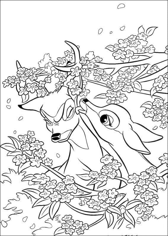 Desenho deFaline e Bambi para colorir