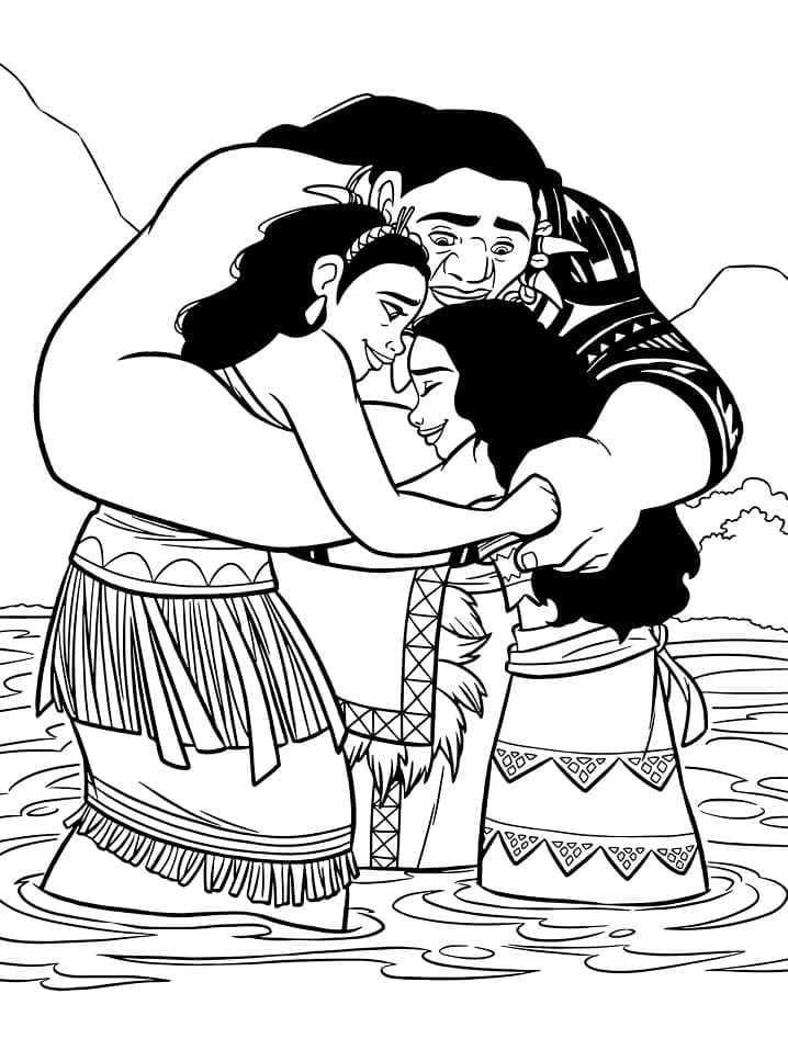 Desenho de Família de Moana para colorir