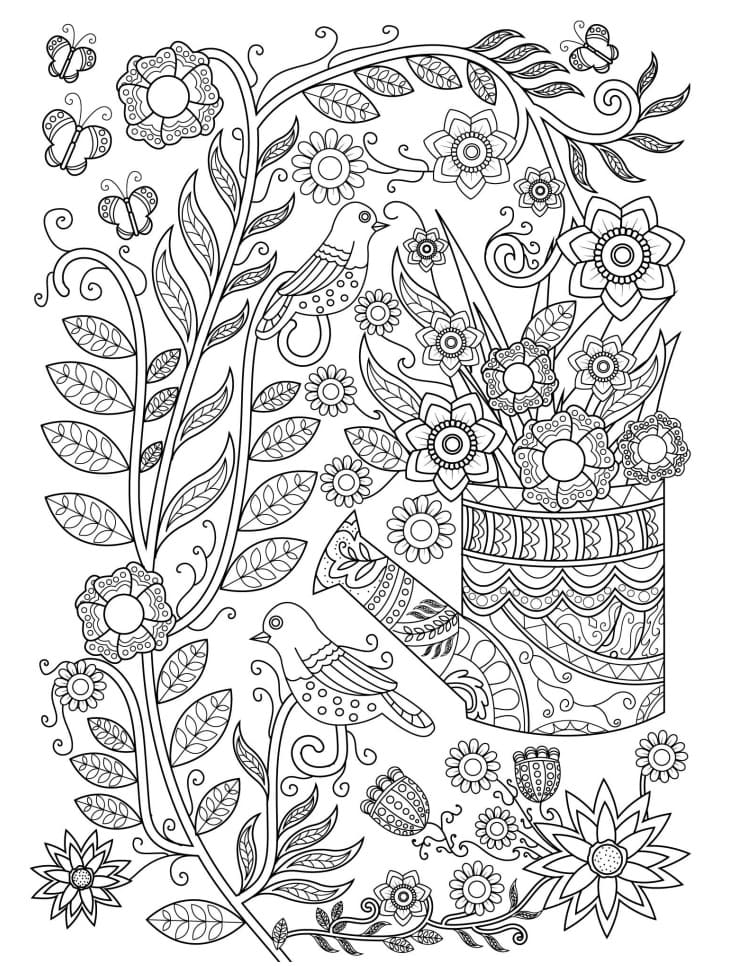 Desenho deFantástico Jardim de Flores para colorir