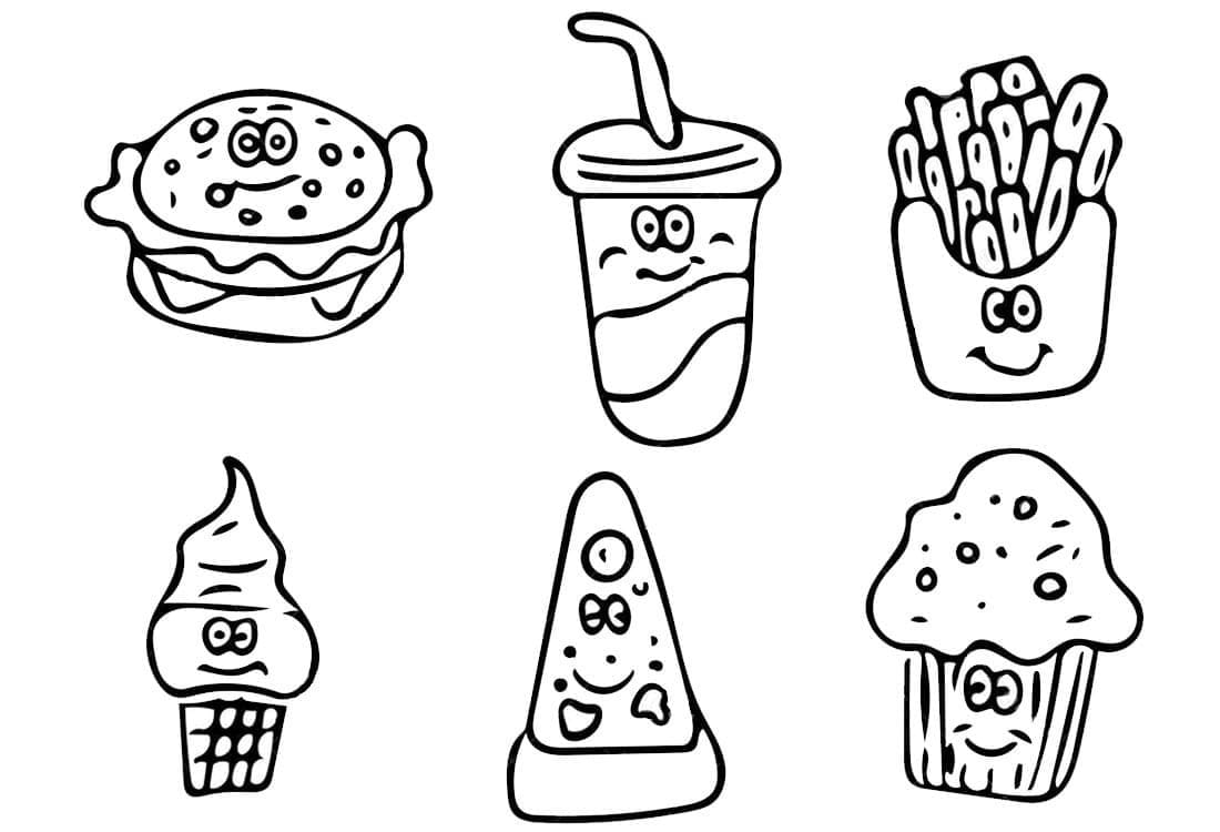 Desenho deFast-foods Fofos para colorir