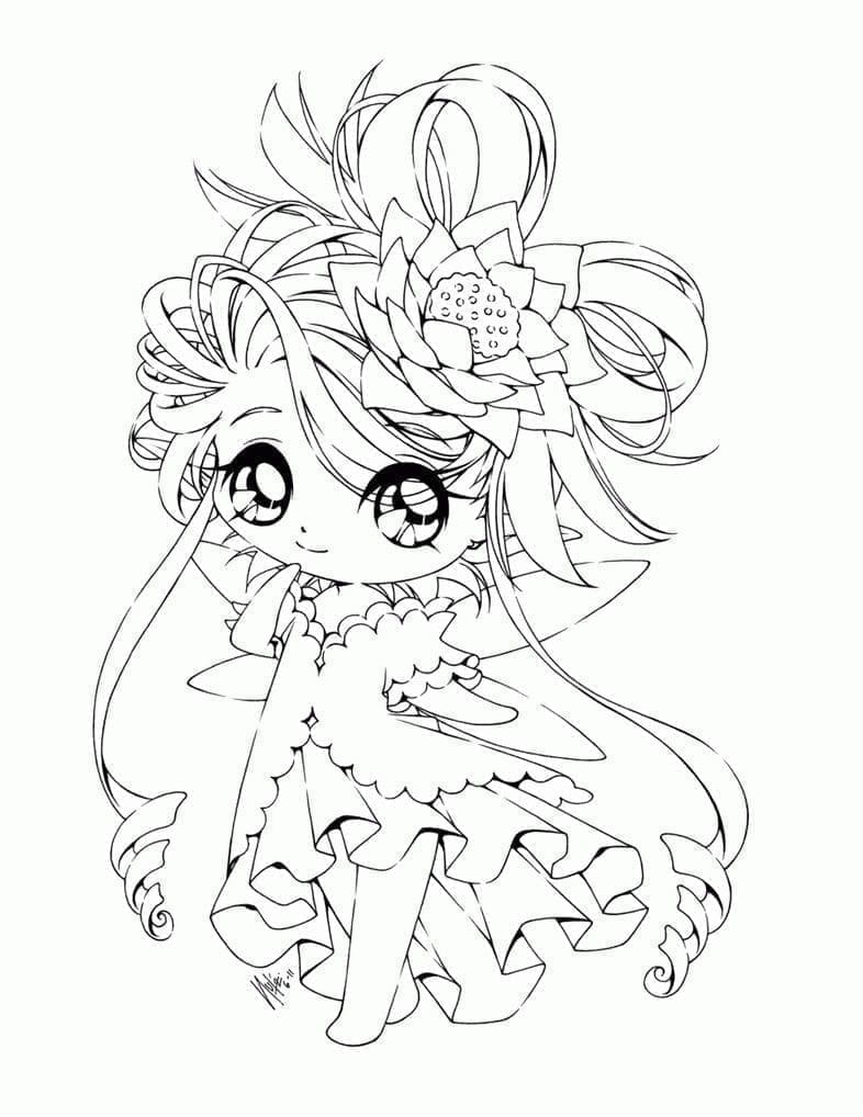 Desenho deFeliz Garota Chibi para colorir