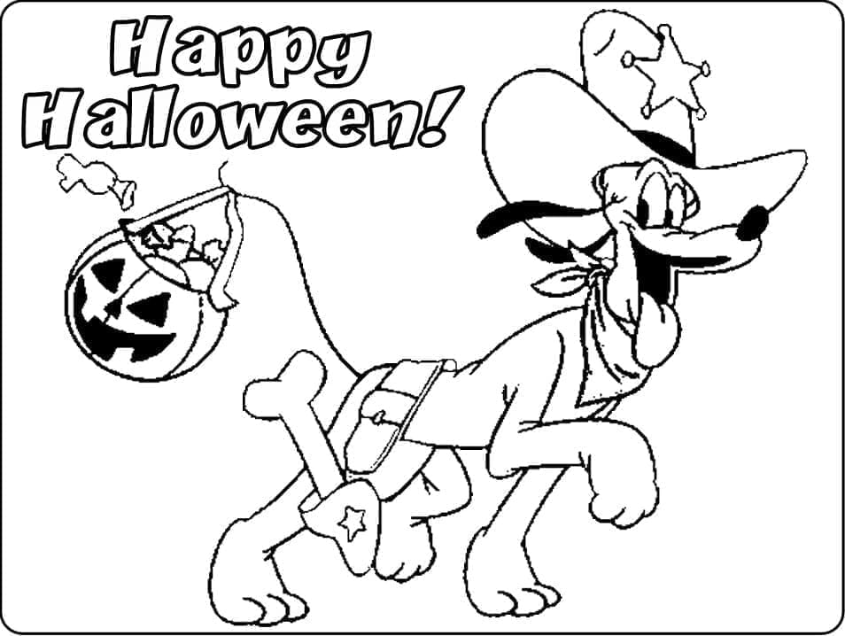 Desenho deFeliz Pluto no Halloween para colorir