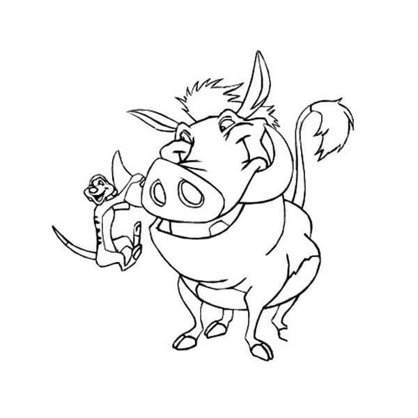 Desenho deFeliz Timão e Pumba para colorir