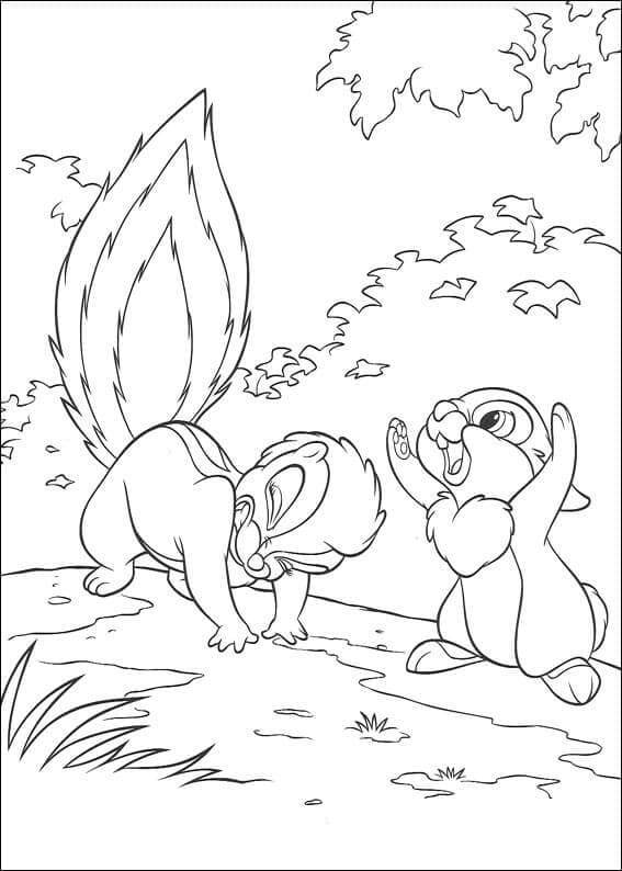 Desenho deFlor e Tambor de Bambi para colorir