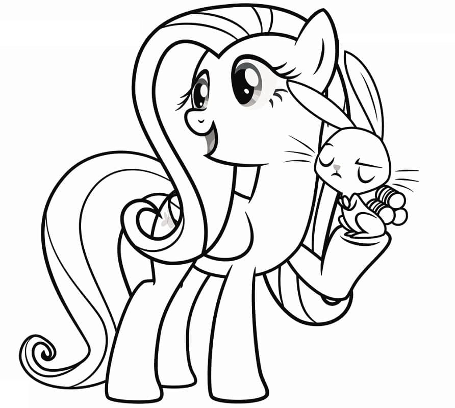 Desenho deFluttershy com Coelho para colorir