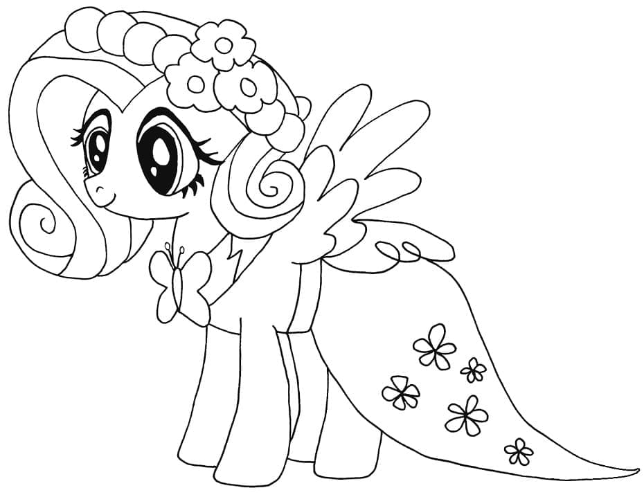 Desenho deFluttershy Fofa para colorir