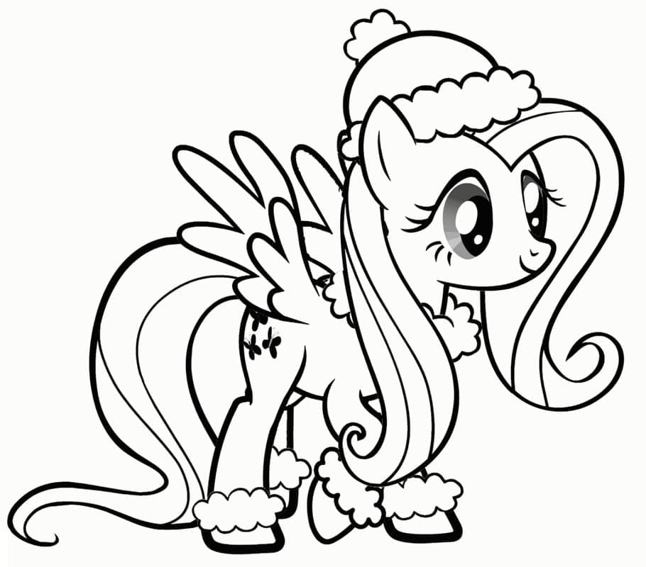 Desenho deFluttershy no Inverno para colorir