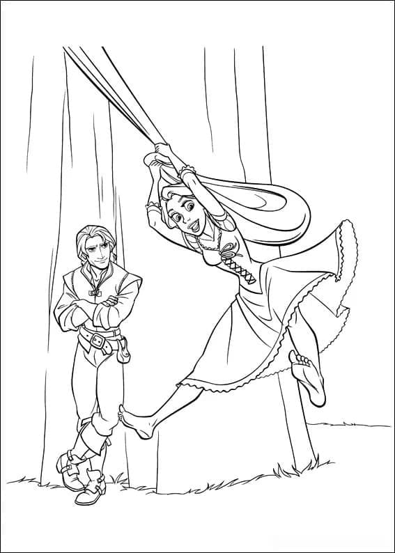 Desenho deFlynn e Rapunzel para colorir