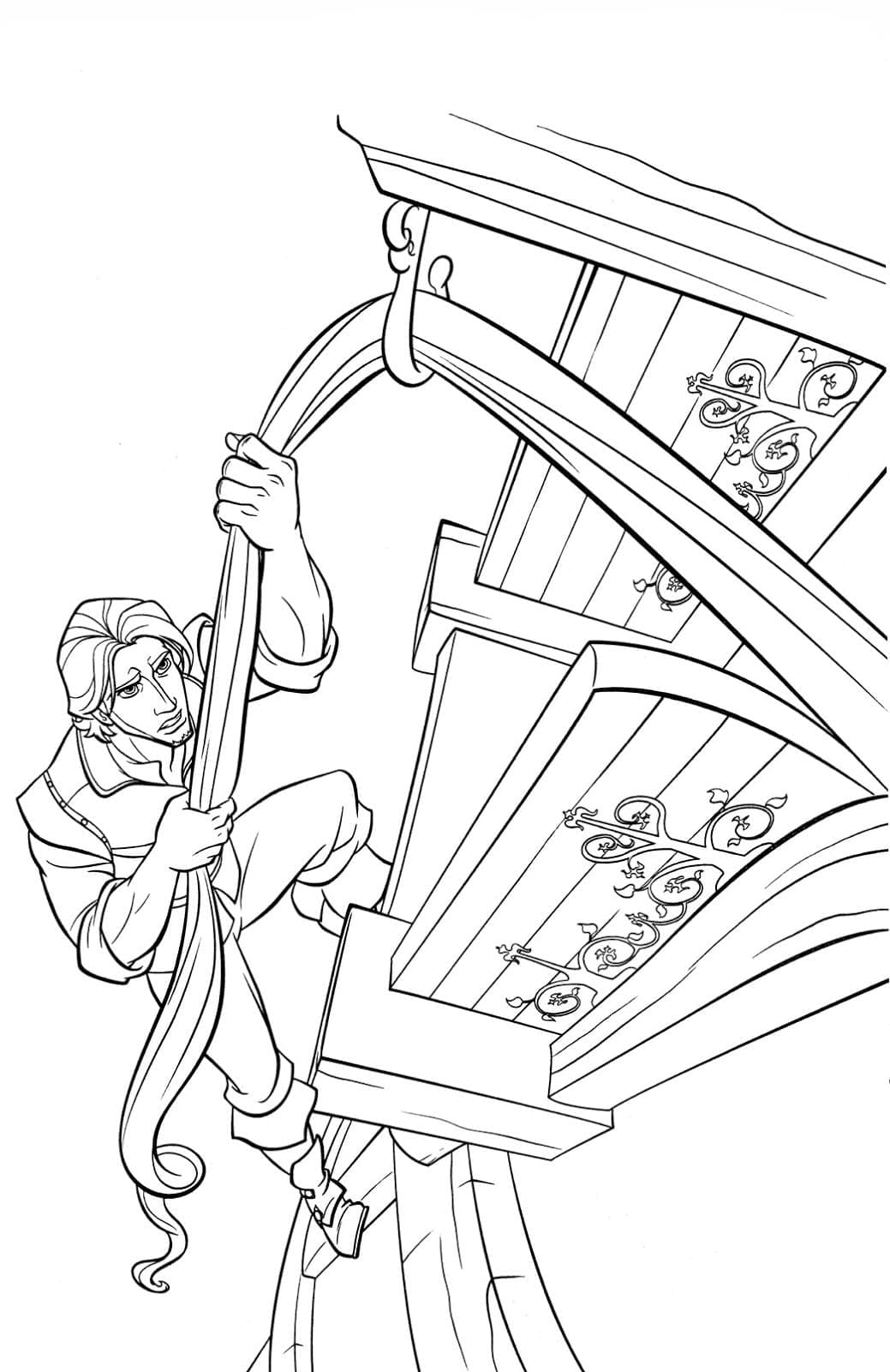 Desenho deFlynn Rider está Escalando para colorir