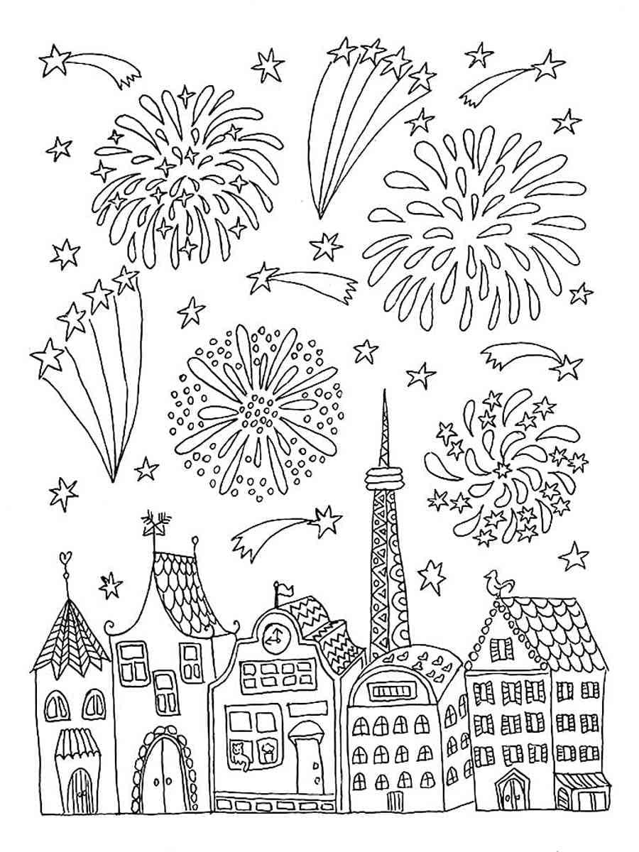 Desenho deFogos de Artifício 10 para colorir