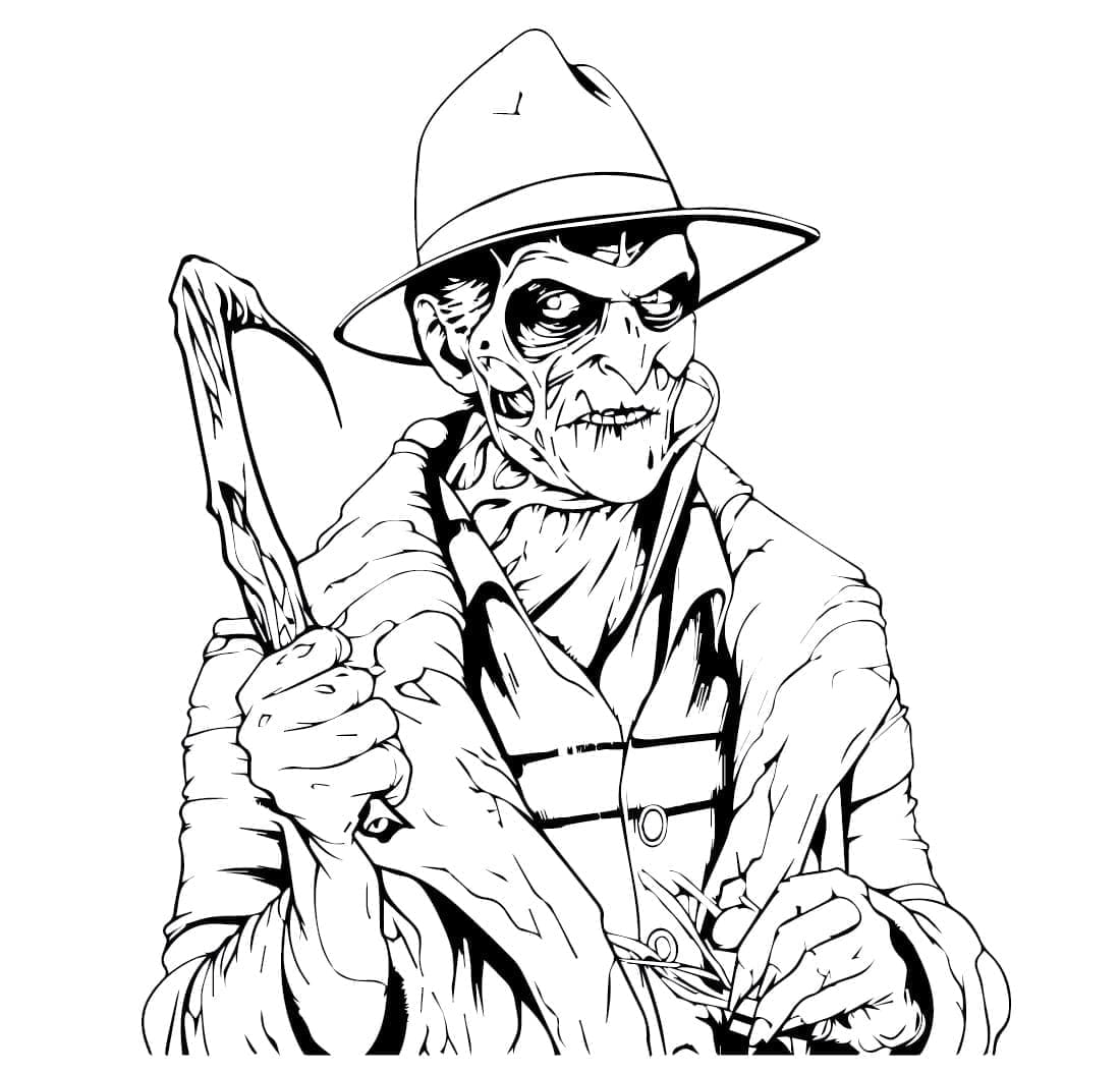 Desenho deFreddy Krueger no Halloween para colorir