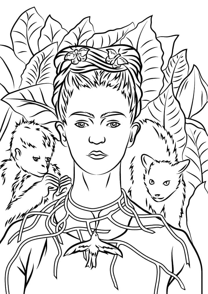 Desenho deFrida Kahlo 1 para colorir