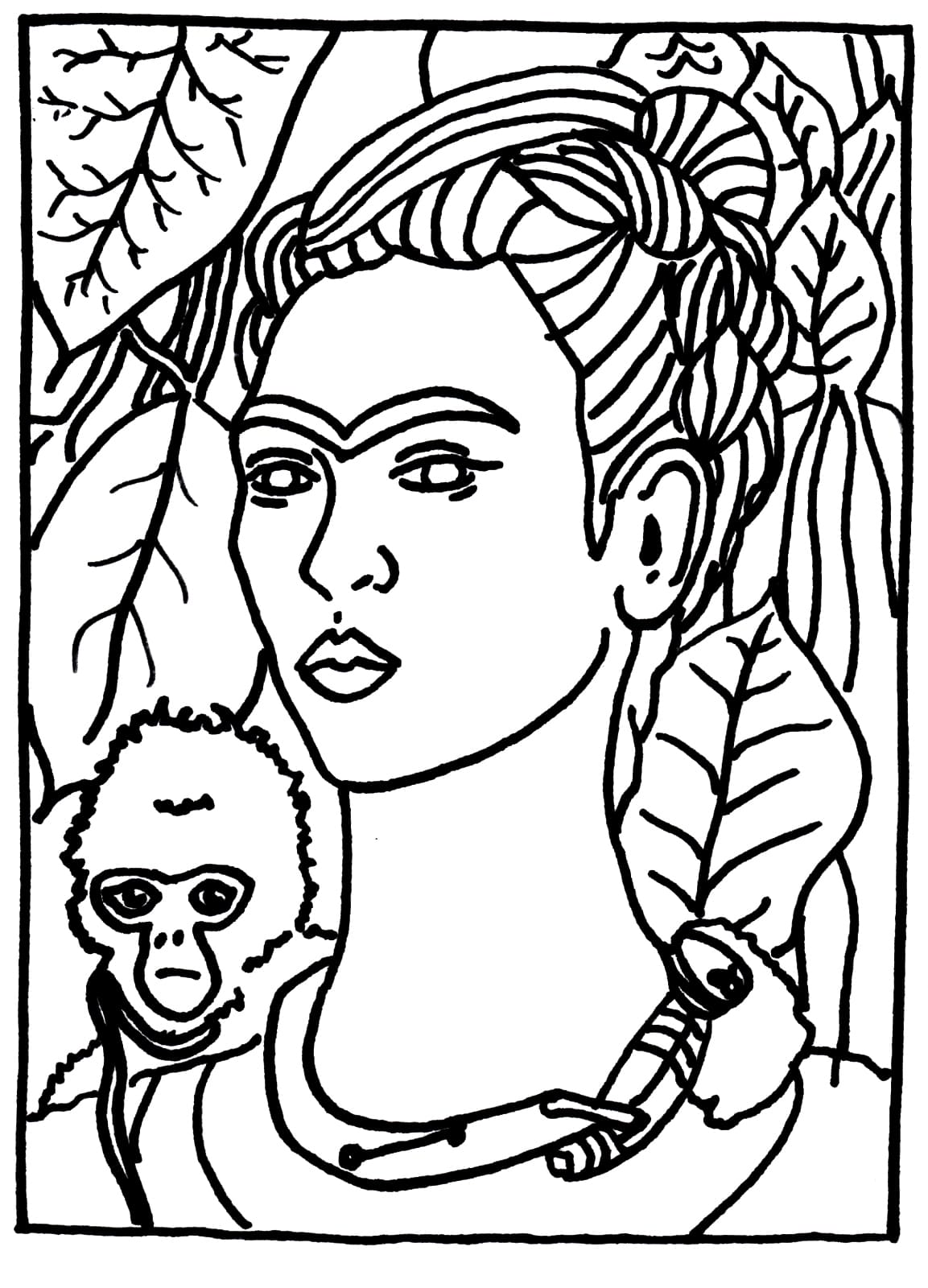 Desenhos de Frida Kahlo para colorir