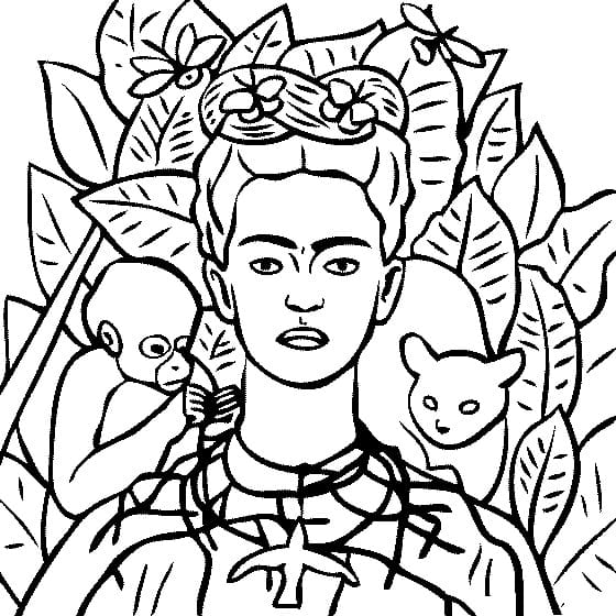 Desenho deFrida Kahlo 13 para colorir