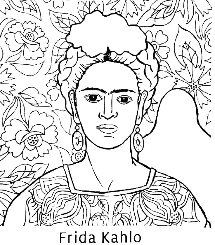 Desenho deFrida Kahlo 3 para colorir