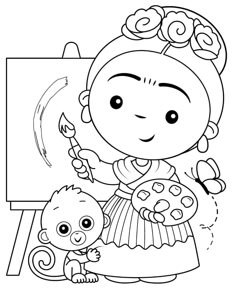 Desenho deFrida Kahlo 6 para colorir