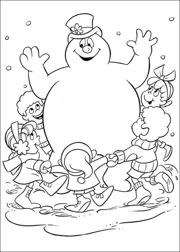 Desenho deFrosty com Crianças para colorir