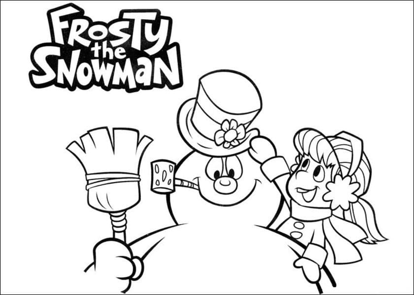 Desenho deFrosty com uma Garotinha para colorir