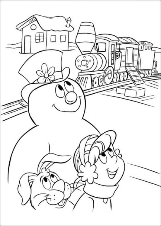 Desenho de Frosty e o Trem para colorir