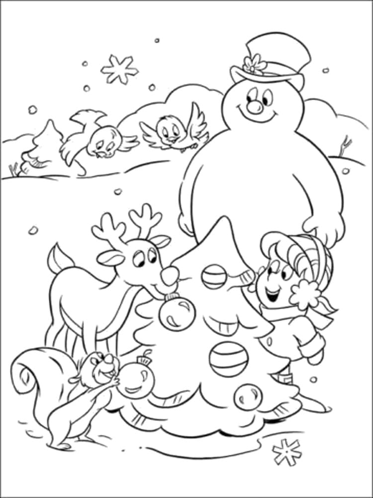 Desenho deFrosty no Natal para colorir