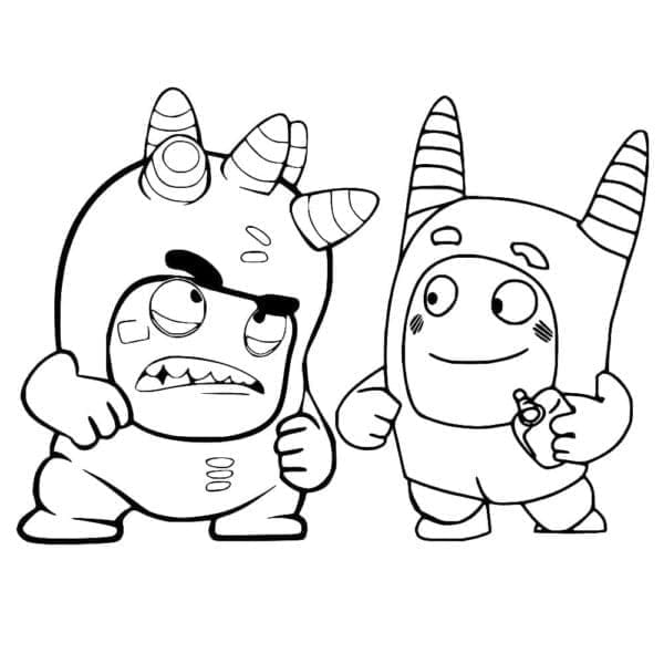 Desenho deFuse e Pogo de Oddbods para colorir