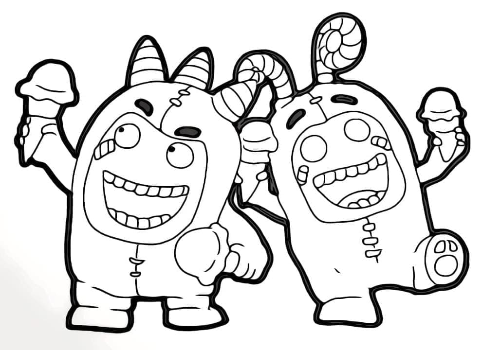 Desenho deFuse e Zee de Oddbods para colorir