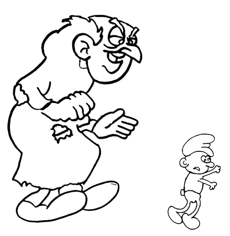 Desenho deGargamel com Smurf para colorir