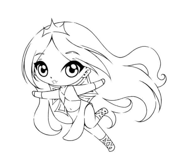 Desenho deGarota Chibi Amigável para colorir