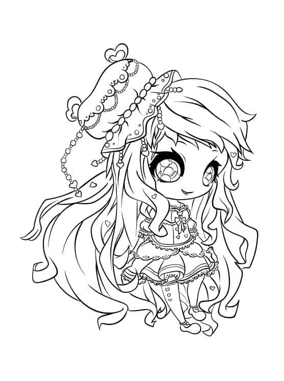 Desenho deGarota Chibi de Anime para colorir