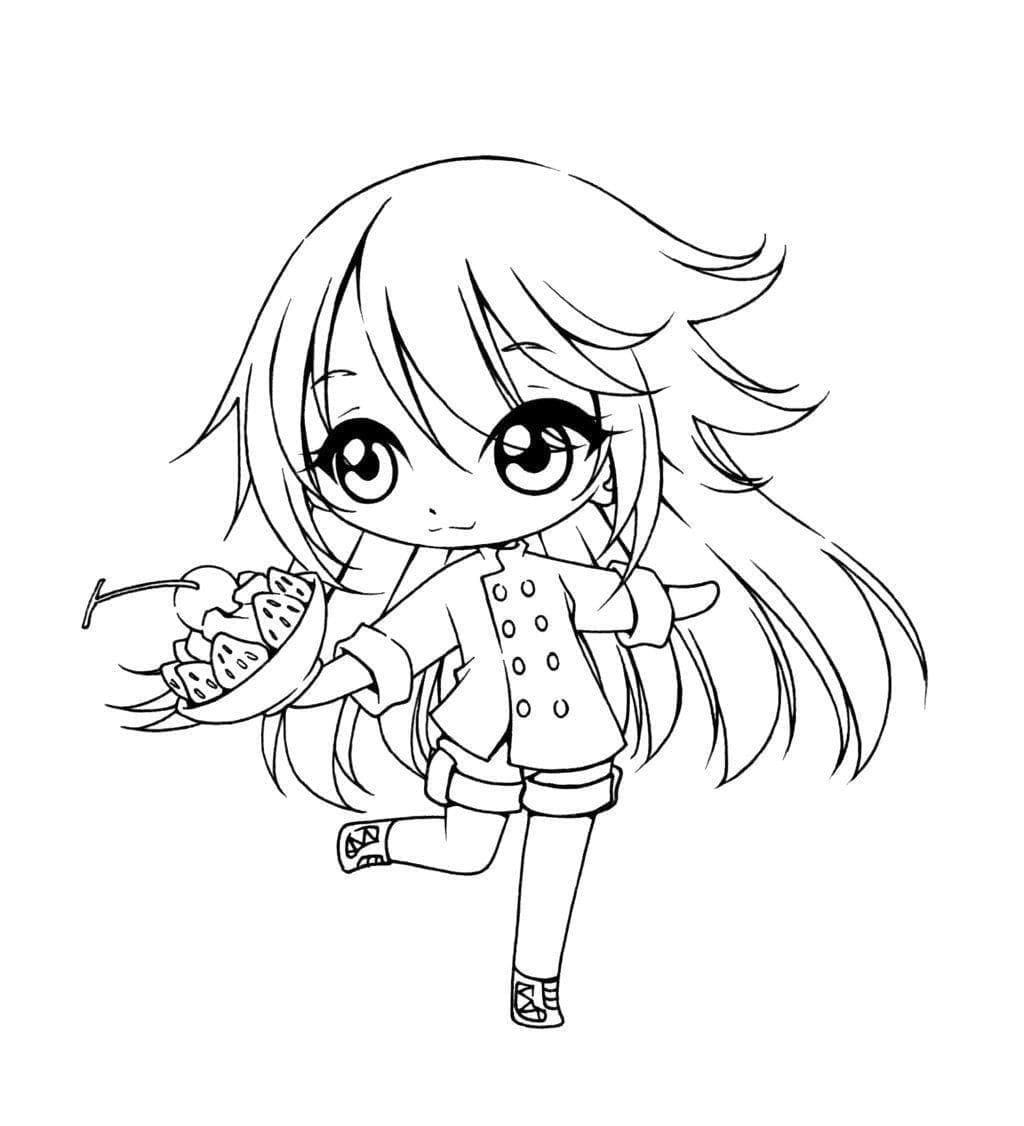 Desenho deGarota Chibi Grátis Para Crianças para colorir