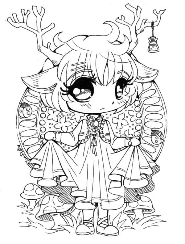 Desenho deGarota de Anime Chibi para colorir