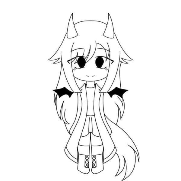 Desenho deGarota Demônio Chibi para colorir