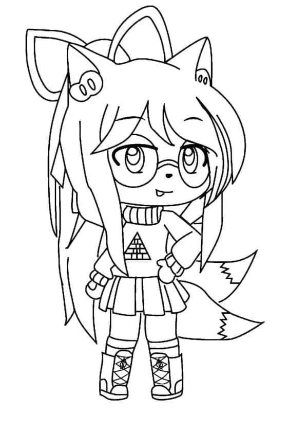 Desenho deGarota Raposa Chibi para colorir