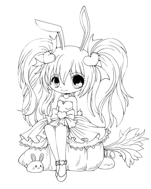 Desenho deGarotinha Chibi para colorir