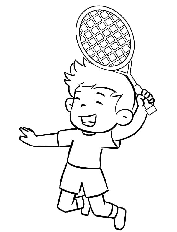 Desenho deGarotinho de Badminton para colorir