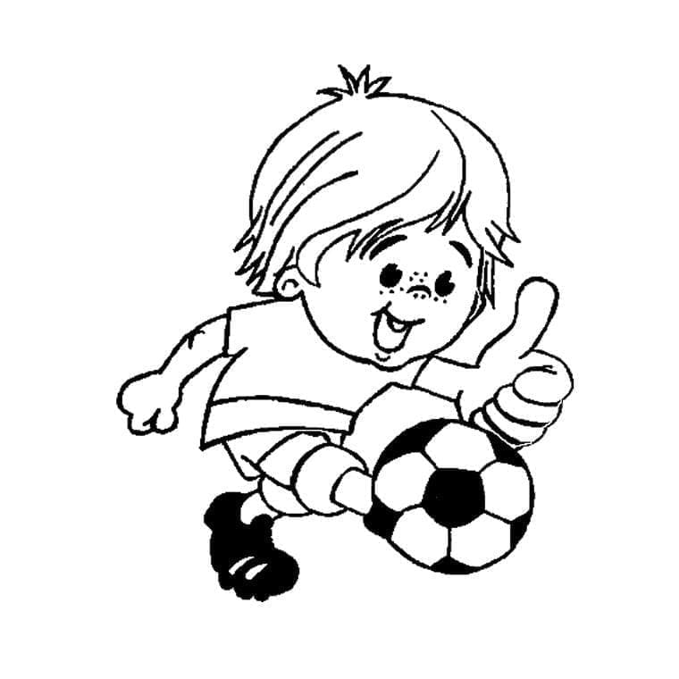 Desenho deGarotinho Jogando Futebol para colorir