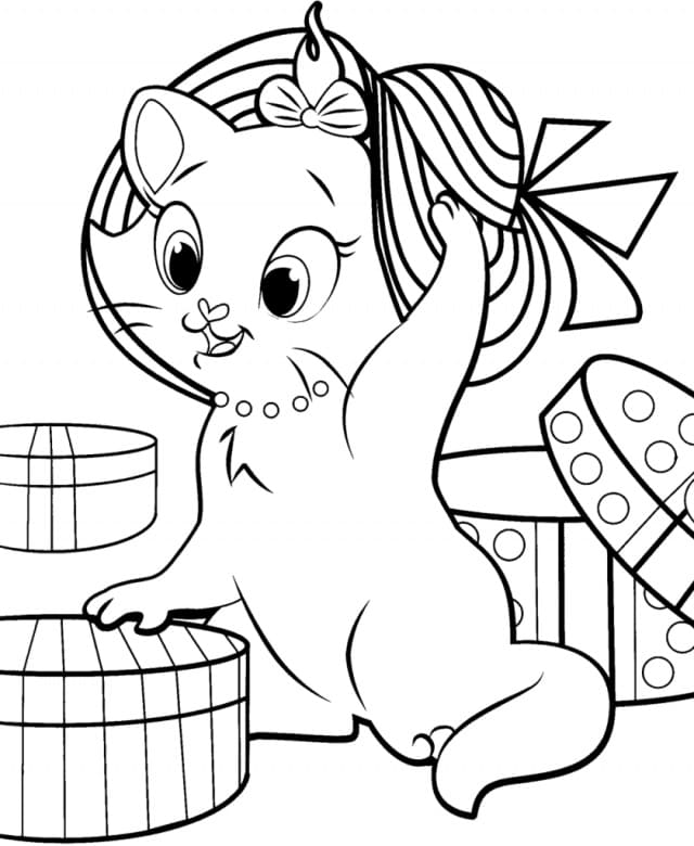 Desenho deGatinha Marie com Chapéu para colorir