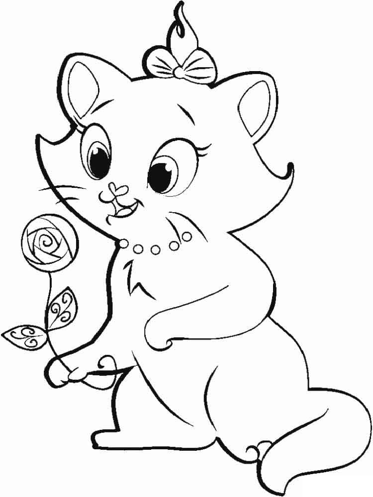 Desenho deGatinha Marie com Flor para colorir