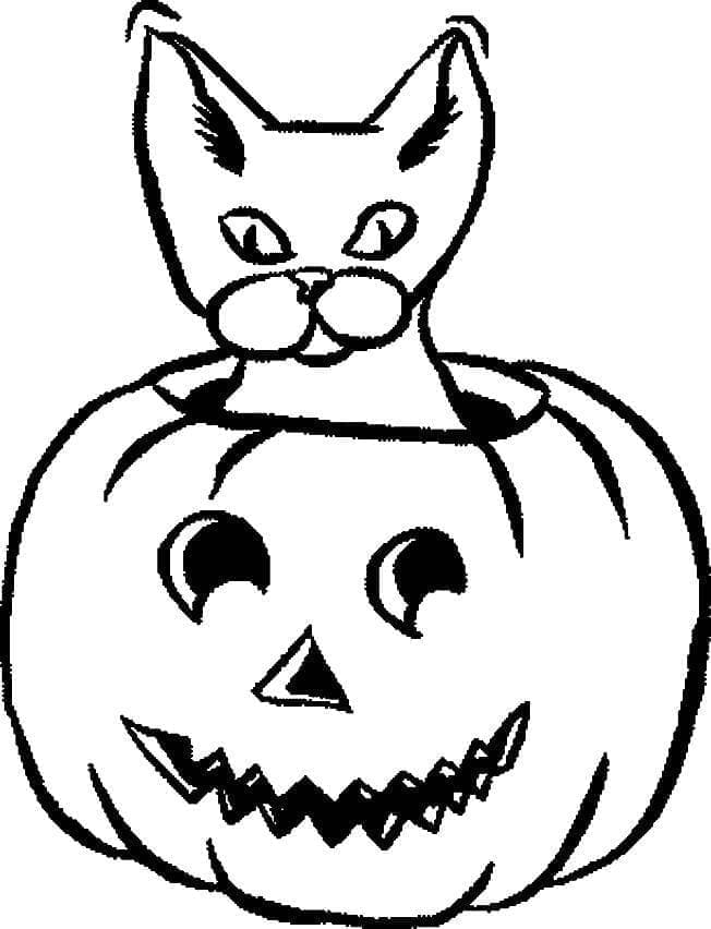 Desenho deGato de Halloween 2 para colorir