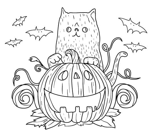 Desenho deGato de Halloween 3 para colorir