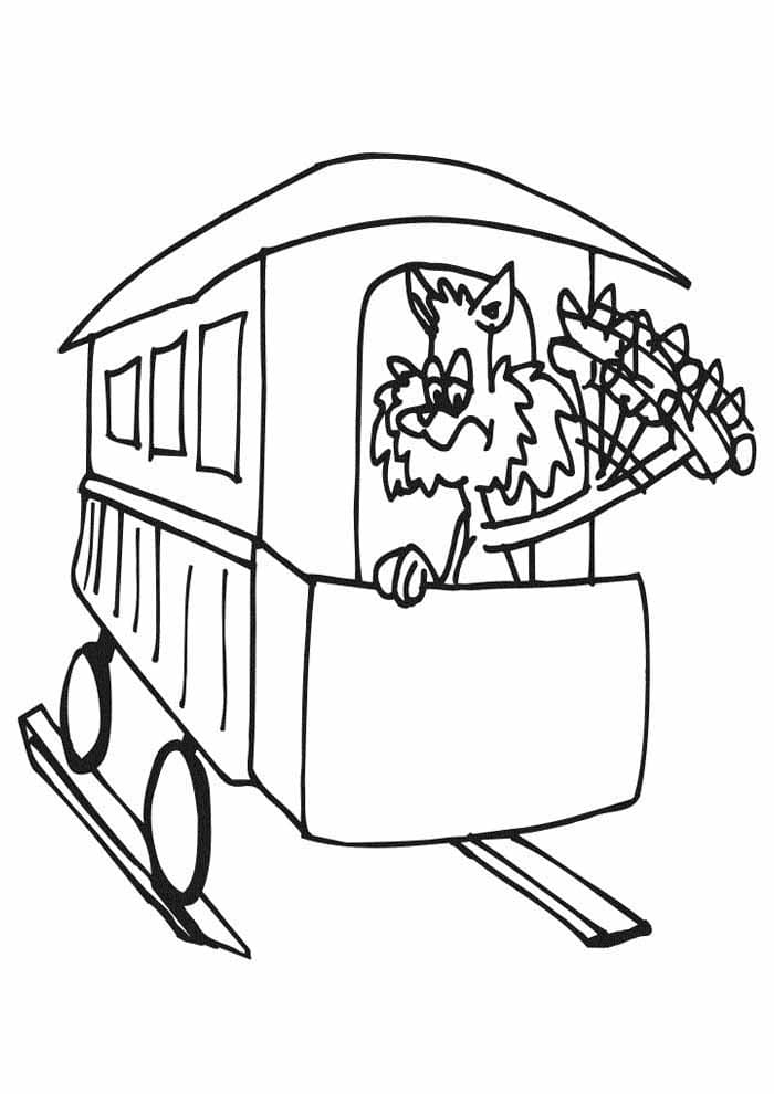 Desenho deGato no Trem para colorir