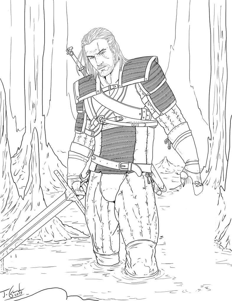 Desenho deGeralt Witcher para colorir