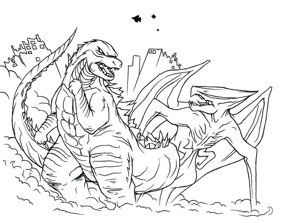 Desenho deGodzilla vs Muto para colorir