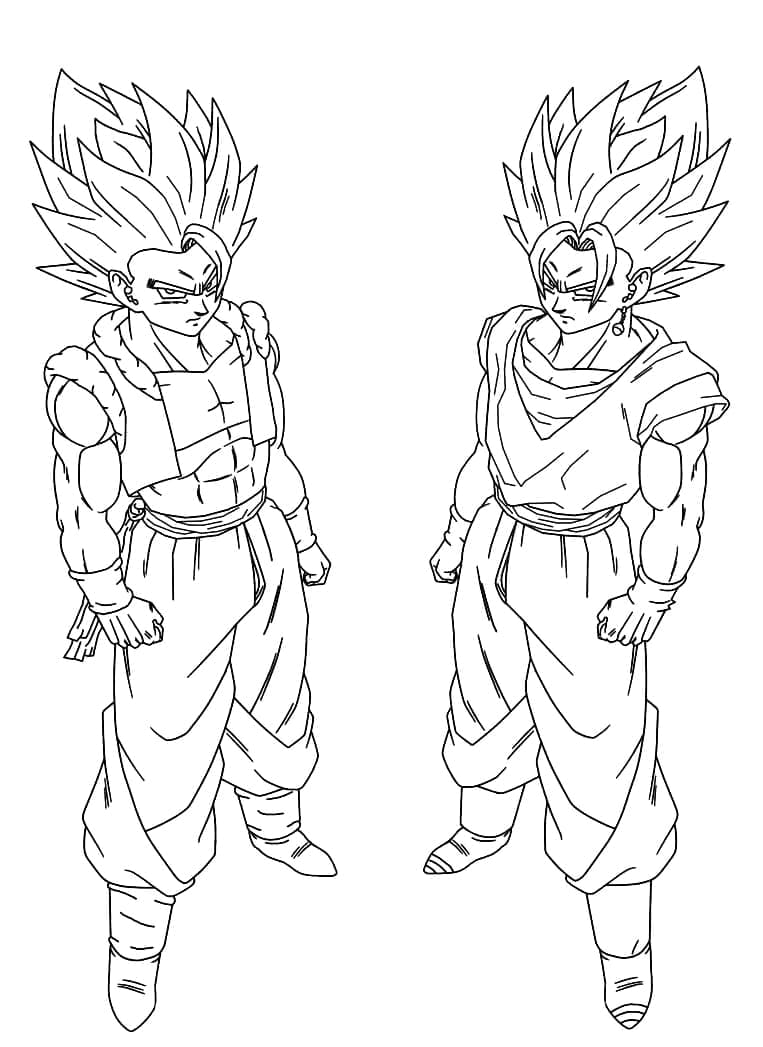 Desenho deGogeta e Vegetto para colorir