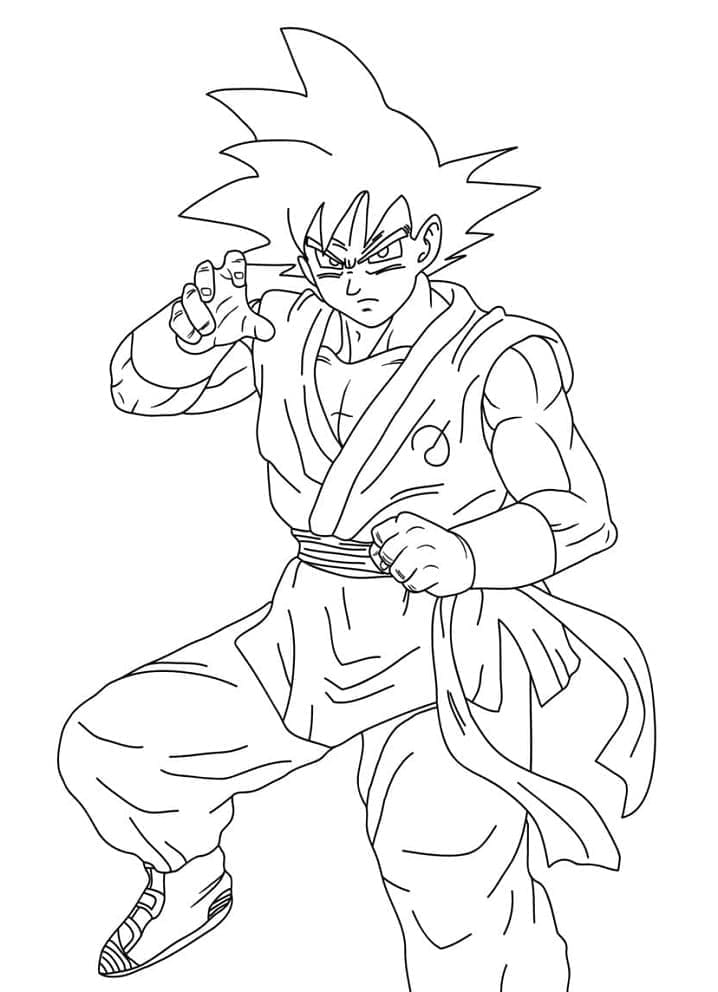 Desenho deGoku de Anime Dragon Ball para colorir