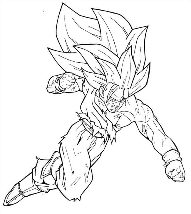 Desenho deGoku Super Saiyajin 3 para colorir