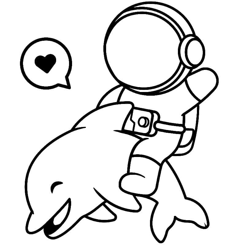 Desenho deGolfinho e Astronauta para colorir