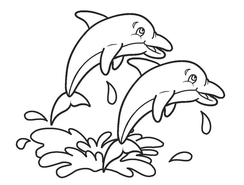 Desenho deGolfinhos Nadando para colorir