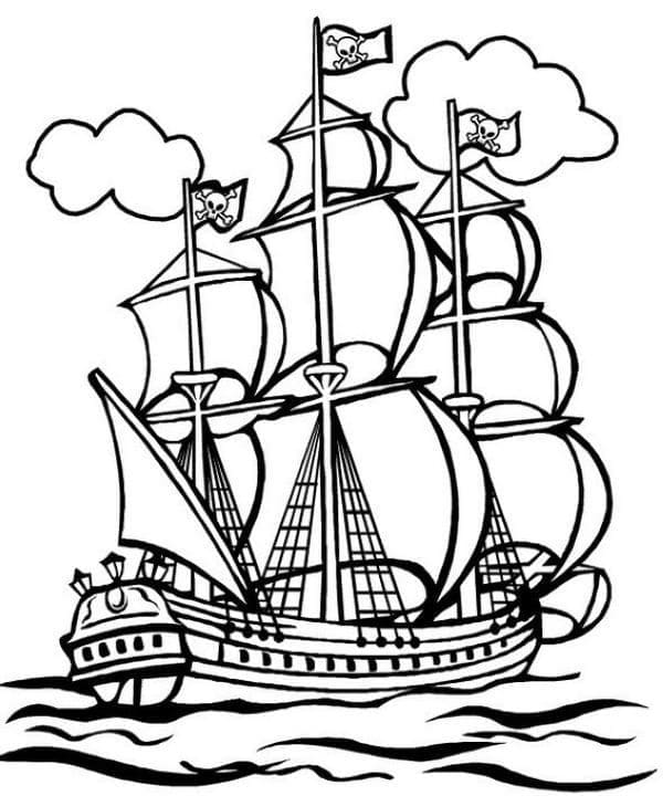 Desenho deGrande Navio Pirata para colorir